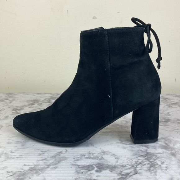Blondo Tiana Black Leather Ankle Block Heel Ankle Zipper Zip Boots Booties - Picture 4 of 14